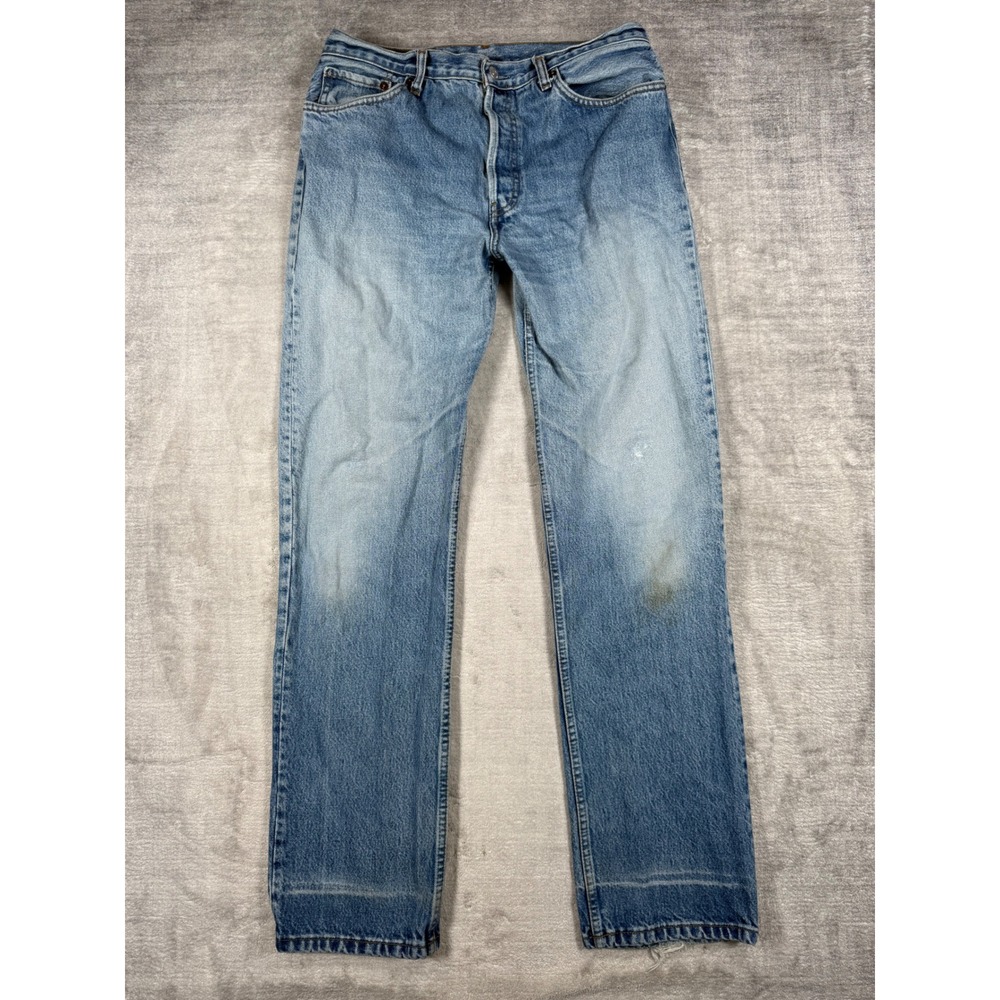 Levis Jeans Women Mens 34x32 Blue Vintage 501 Straight Leg Button Fly Denim